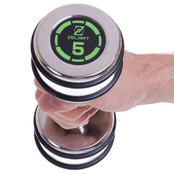 Гантель хромований Zelart FI-2622-5 1шт 5кг