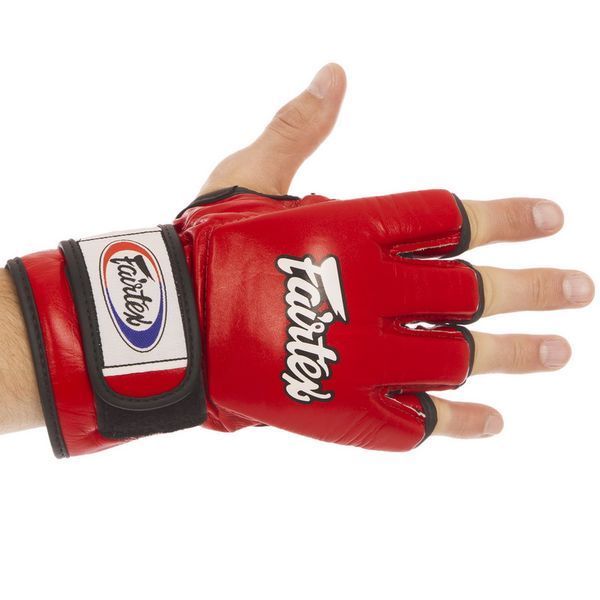 Рукавички для змішаних єдиноборств MMA шкіряні FAIRTEX FGV12 M червоний