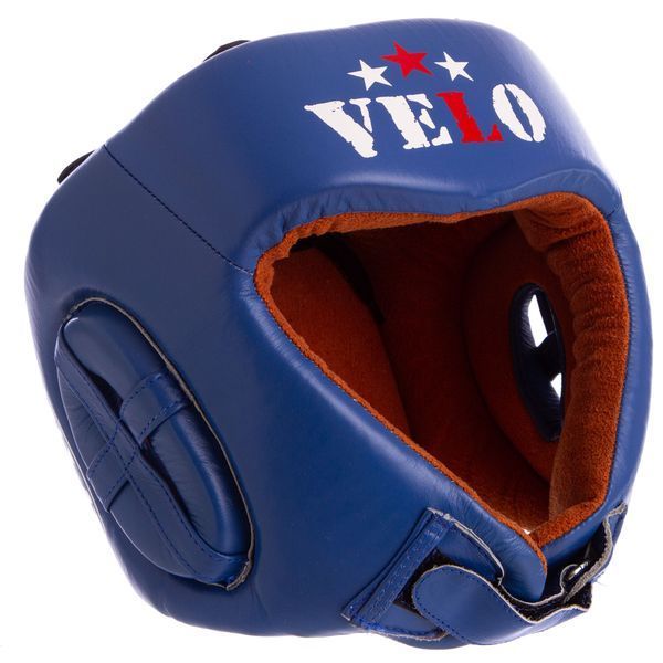 Шолом боксерський професійний шкіряний AIBA VELO 3081 S синій