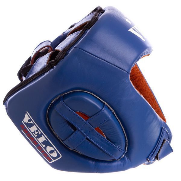 Шолом боксерський професійний шкіряний AIBA VELO 3081 S синій