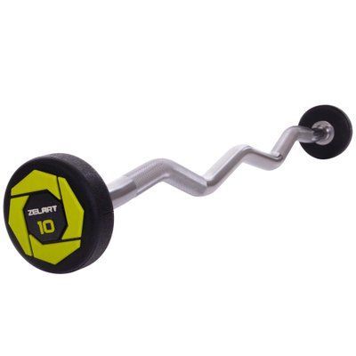 Штанга фиксированная изогнутая полиуретановая Zelart Urethane Barbell TA-2690-10 длина-102см 10кг