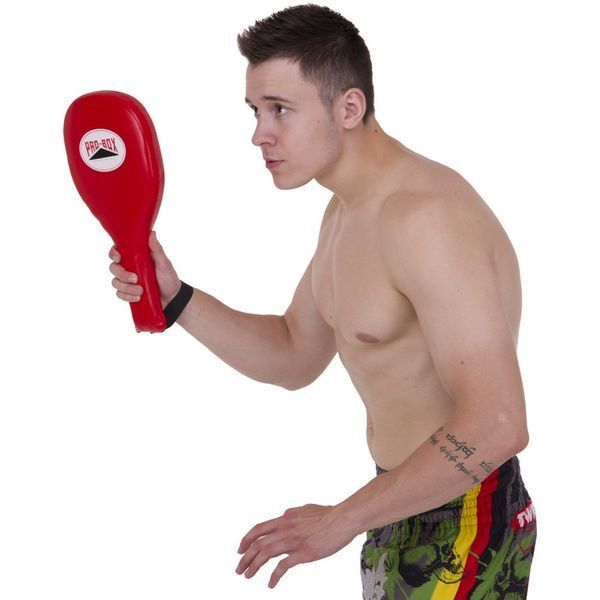 Ракетка для тхеквондо одинарна шкіряна PRO-BOX BO-0590 червоний