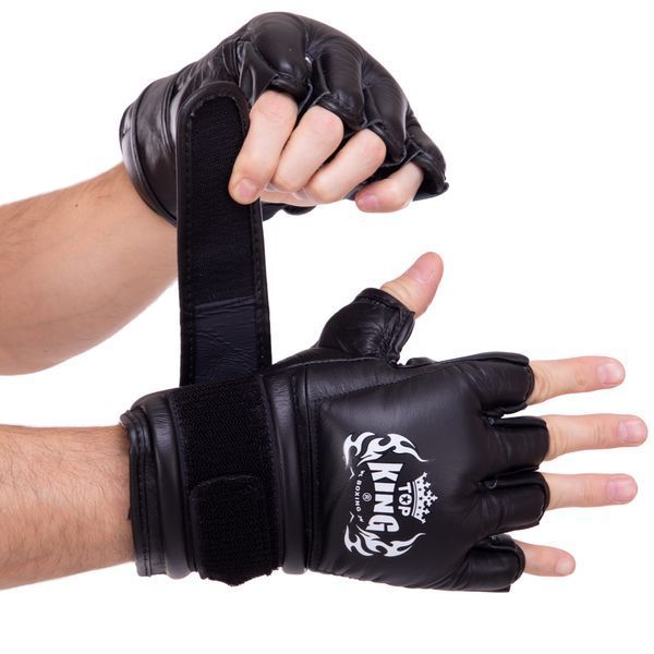 Рукавички для змішаних єдиноборств шкіряні MMA TOP KING Extreme TKGGE S чорний