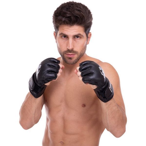 Рукавички для змішаних єдиноборств шкіряні MMA TOP KING Extreme TKGGE S чорний