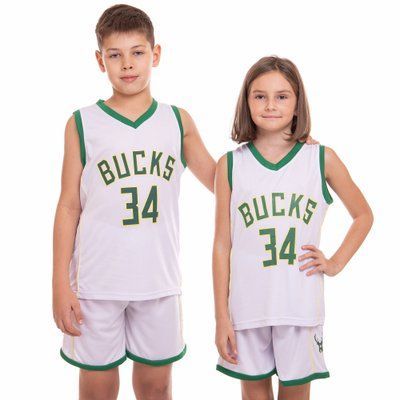 Форма баскетбольна дитяча NBA BUCKS 34 SP-Sport 3582 XL білий-зелений