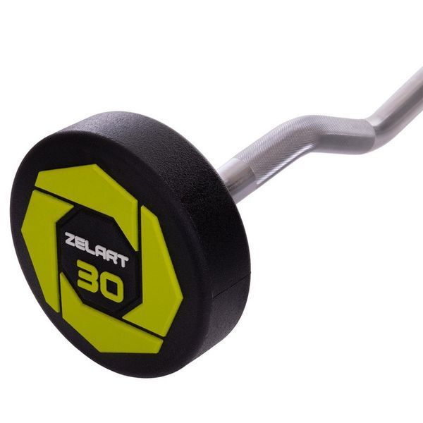 Штанга фиксированная изогнутая полиуретановая Zelart Urethane Barbell TA-2690-30 длина-107см 30кг