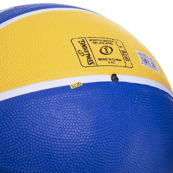 Мяч баскетбольный резиновый SPALDING NBA Team GLDEN Warriors 83515Z №7 синий-желтый