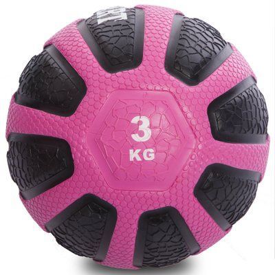 М'яч медичний медбол Zelart Medicine Ball FI-0898-3 3кг чорний-рожевий