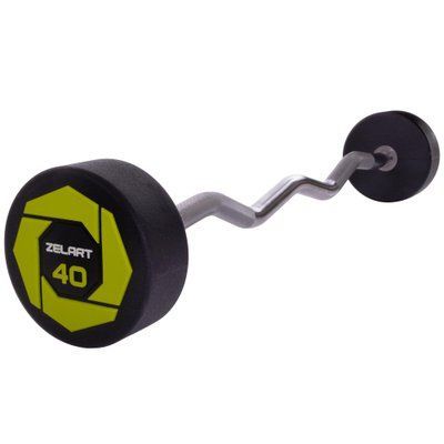 Штанга фиксированная изогнутая полиуретановая Zelart Urethane Barbell TA-2690-40 длина-111см 40кг