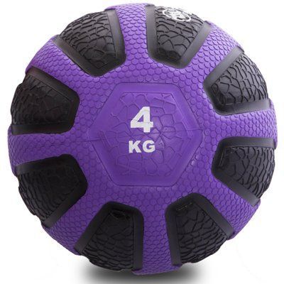М'яч медичний медбол Zelart Medicine Ball FI-0898-4 4 кг чорний-фіолетовий