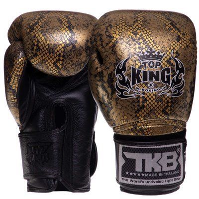 Рукавички боксерські шкіряні TOP KING Super Snake TKBGSS-02 8 унцій чорний-золотий