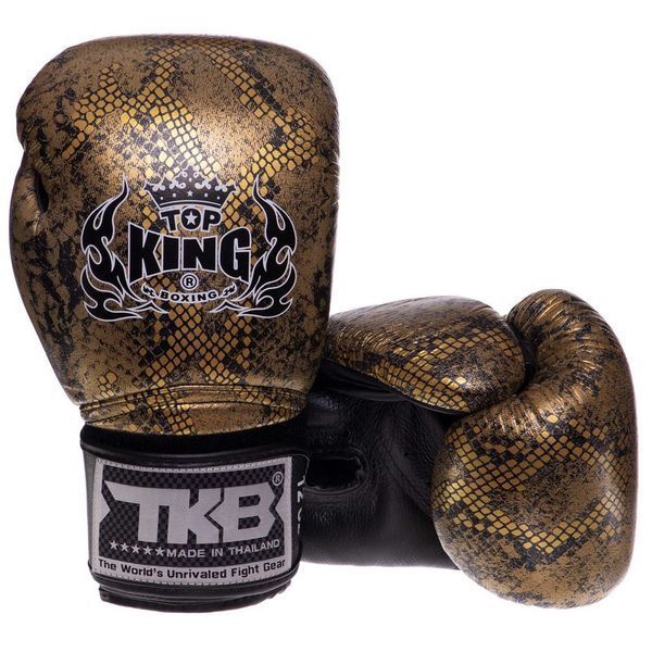 Рукавички боксерські шкіряні TOP KING Super Snake TKBGSS-02 8 унцій чорний-золотий