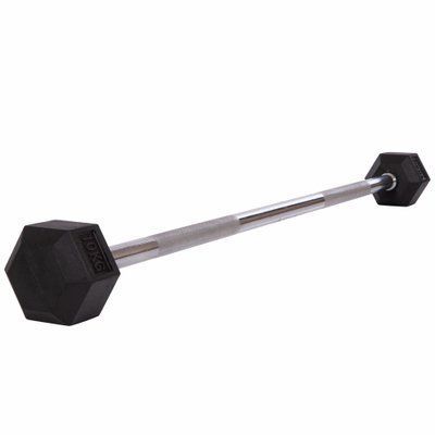 Штанга фиксированная прямая обрезиненная Record Rubber Hexagon Barbell TA-6230-10 длина-95см 10кг
