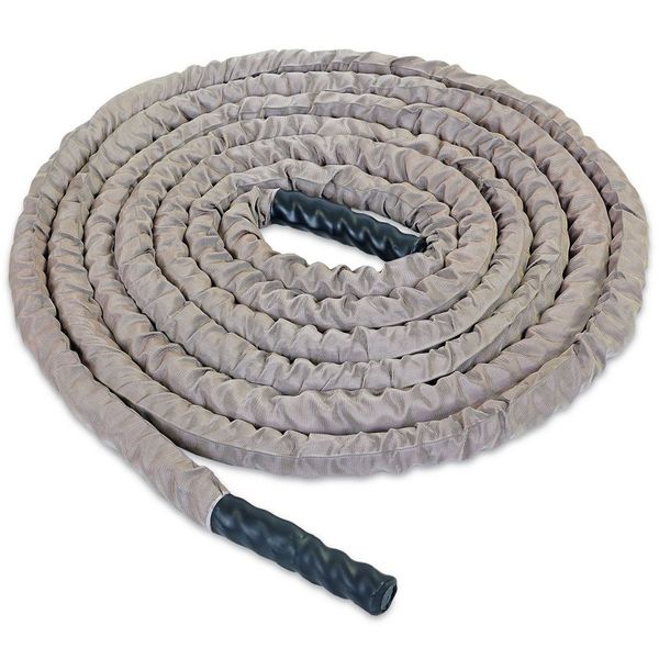 Канат для кросфіту в захисному рукаві BATTLE ROPE Zelart FI-5719-9 9м сірий