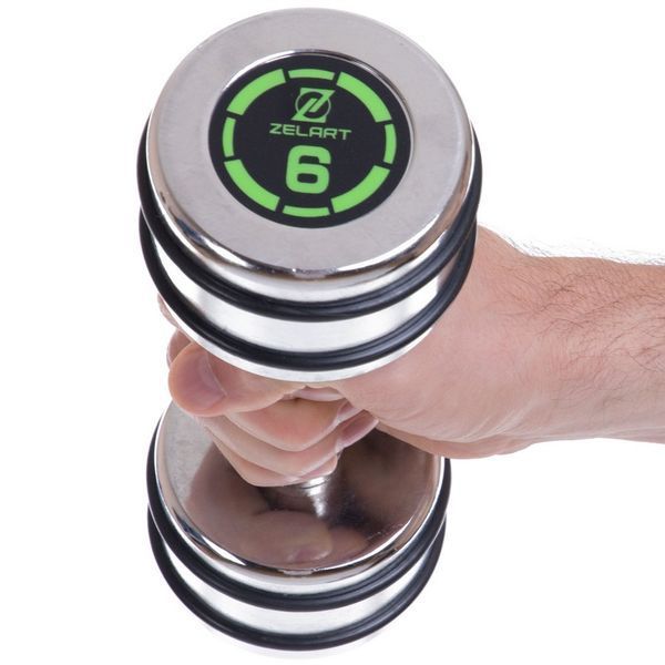 Гантель хромированная Zelart FI-2622-6 1шт 6кг
