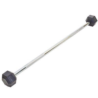 Штанга фиксированная прямая обрезиненная Record Rubber Hexagon Barbell TA-6230-15 длина-95см 15кг