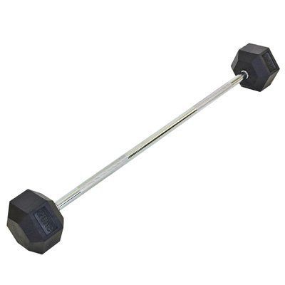 Штанга фиксированная прямая обрезиненная Record Rubber Hexagon Barbell TA-6230-20 длина-95см 20кг