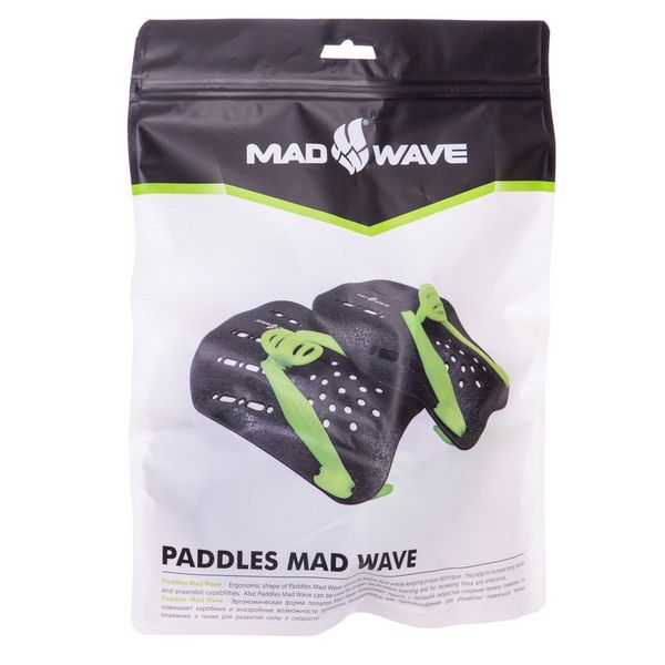 Лопатки для плавания гребные MadWave PADDIES M074906 S черный-зеленый