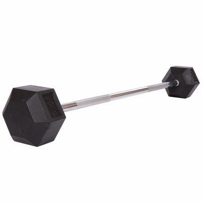Штанга фиксированная прямая обрезиненная Record Rubber Hexagon Barbell TA-6230-25 длина-95см 25кг