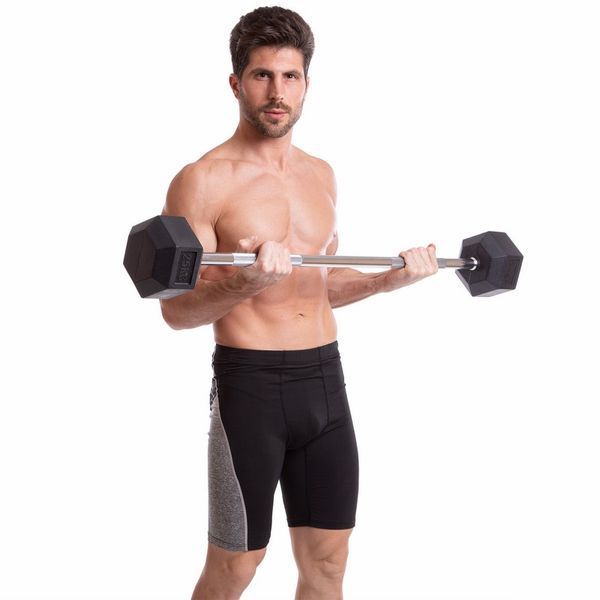 Штанга фіксована пряма гумова Record Rubber Hexagon Barbell TA-6230-25 довжина-95см 25кг