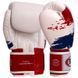 Рукавички боксерські шкіряні FAIRTEX BGV1-THAI THAI PRINT 14 унцій білий-синій-червоний