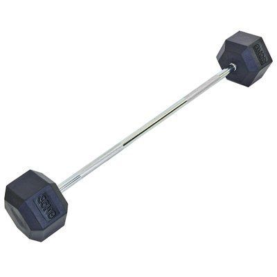 Штанга фиксированная прямая обрезиненная Record Rubber Hexagon Barbell TA-6230-35 длина-95см 35кг