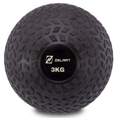 М'яч набивний слембол для кросфіту рифлений Zelart SLAM BALL FI-7474-3 3кг чорний