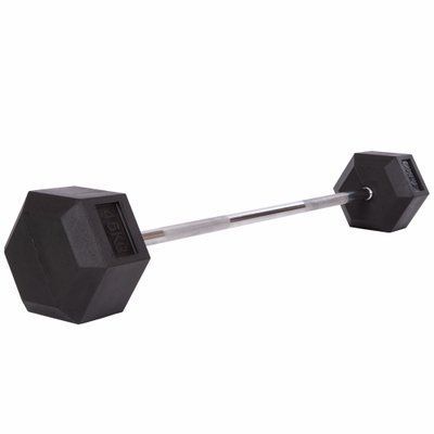 Штанга фиксированная прямая обрезиненная Record Rubber Hexagon Barbell TA-6230-45 длина-95см 45кг
