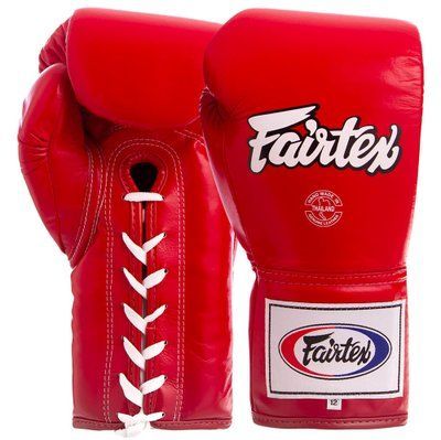 Рукавички боксерські шкіряні професійні на шнурівці FAIRTEX BGL6 16 унцій червоний