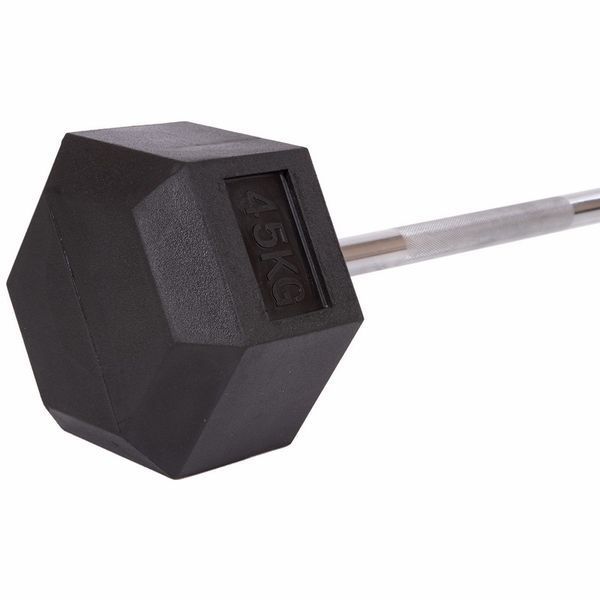 Штанга фіксована пряма гумова Record Rubber Hexagon Barbell TA-6230-45 довжина-95см 45кг