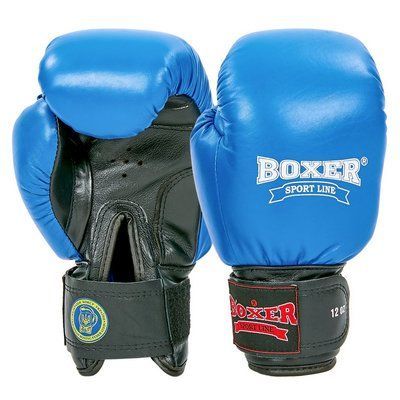 Рукавички боксерські професійні з печаткою ФБУ BOXER шкіряні BO-2001 Profi 10 унцій синій