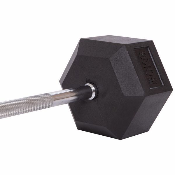 Штанга фіксована пряма гумова Record Rubber Hexagon Barbell TA-6230-50 довжина-95см 50кг
