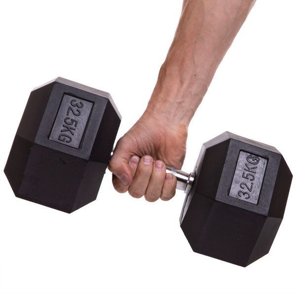 Гантель цільна шестигранна Zelart TA-2679-32,5 1шт 32,5кг