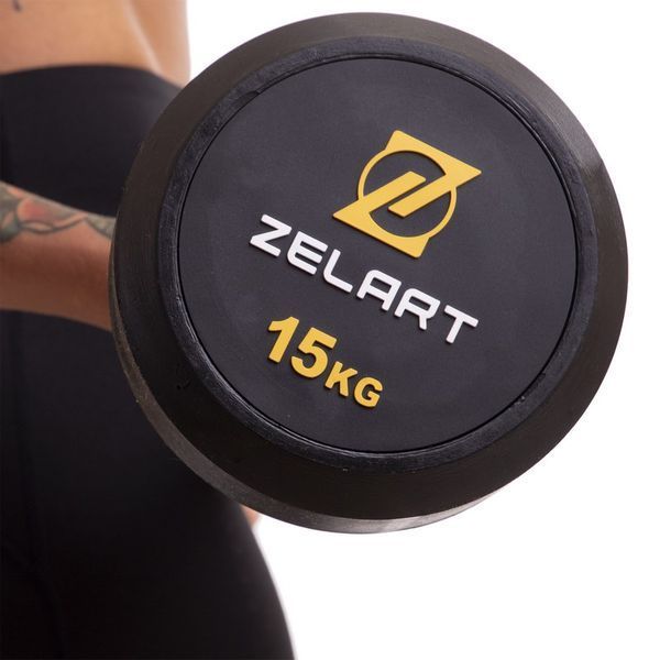 Штанга фіксована пряма гумова Zelart Rubber Coated Barbell TA-2685-15 довжина-95см 15кг