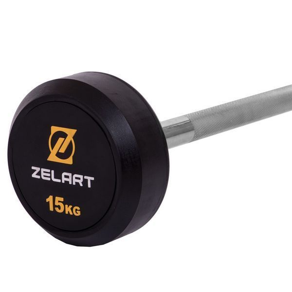 Штанга фіксована пряма гумова Zelart Rubber Coated Barbell TA-2685-15 довжина-95см 15кг