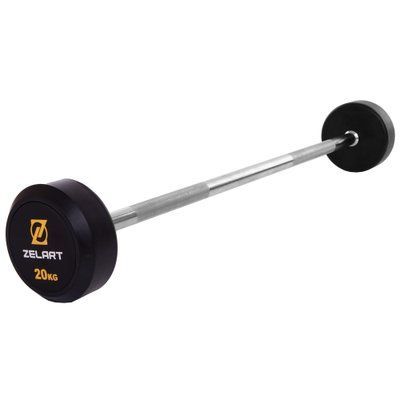 Штанга фиксированная прямая обрезиненная Zelart Rubber Coated Barbell TA-2685-20 длина-95см 20кг