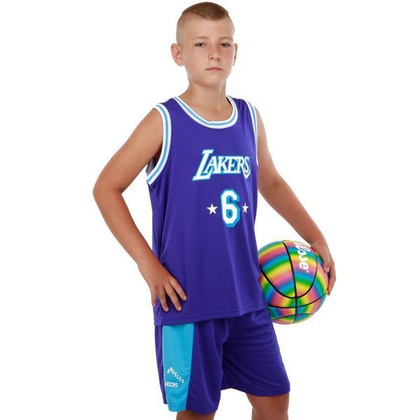 Форма баскетбольная детская NB-Sport NBA LAKERS 6 BA-9970 S фиолетовый-голубой