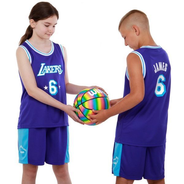 Форма баскетбольная детская NB-Sport NBA LAKERS 6 BA-9970 S фиолетовый-голубой