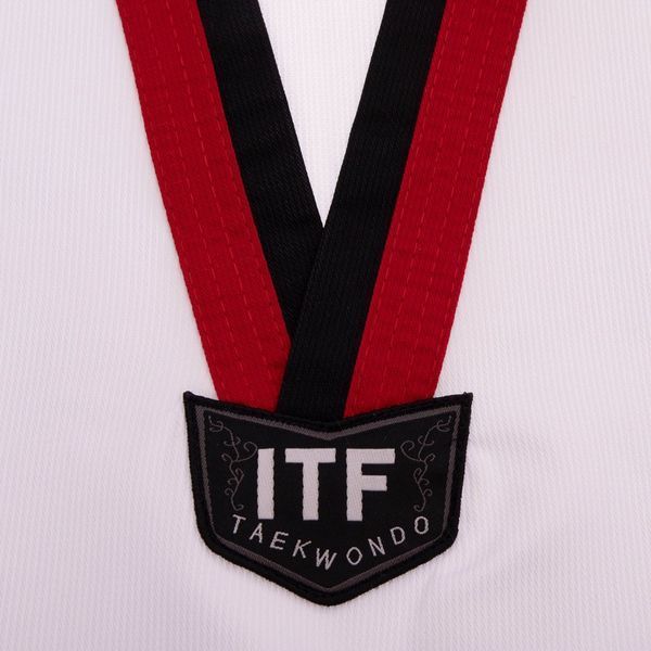 Кімоно для тхеквондо (добок) MTO ITF CO-5518 110см білий-чорний-червоний