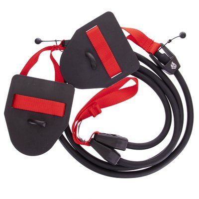 Веслуватий тренажер з лопатками MadWave DRY TRAINING M077103400W опір 5,4-14,1кг чорний-червоний