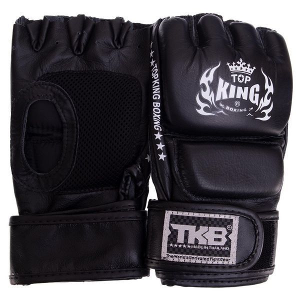 Рукавички для змішаних єдиноборств MMA шкіряні TOP KING Super TKGGS S чорний