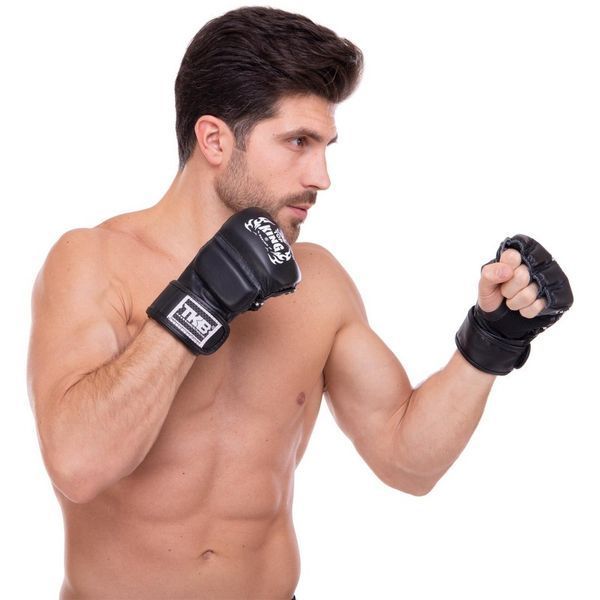 Рукавички для змішаних єдиноборств MMA шкіряні TOP KING Super TKGGS S чорний