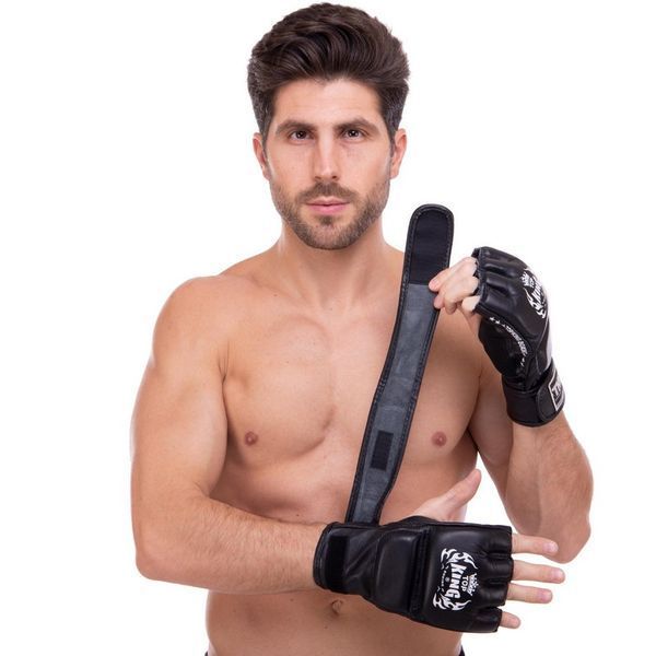 Рукавички для змішаних єдиноборств MMA шкіряні TOP KING Super TKGGS S чорний