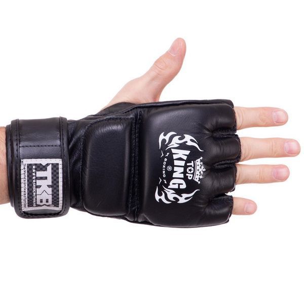 Рукавички для змішаних єдиноборств MMA шкіряні TOP KING Super TKGGS S чорний