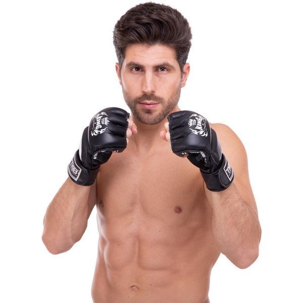 Рукавички для змішаних єдиноборств MMA шкіряні TOP KING Super TKGGS S чорний