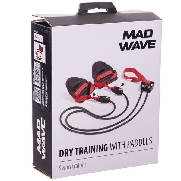 Веслуватий тренажер з лопатками MadWave DRY TRAINING M077103400W опір 5,4-14,1кг чорний-червоний