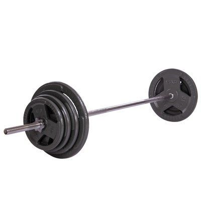 Штанга прямая со стальными блинами HIGHQ SPORT TA-2431-80 длина-1,8м 25мм 80кг
