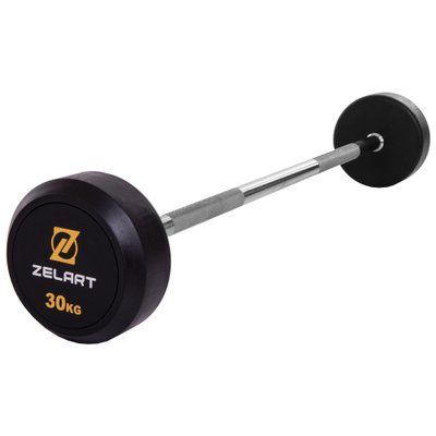 Штанга фиксированная прямая обрезиненная Zelart Rubber Coated Barbell TA-2685-30 длина-95см 30кг
