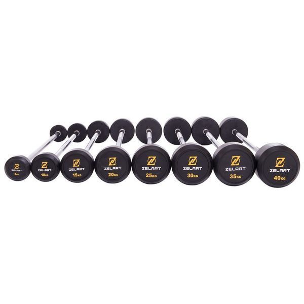 Штанга фіксована пряма гумова Zelart Rubber Coated Barbell TA-2685-30 довжина-95см 30кг