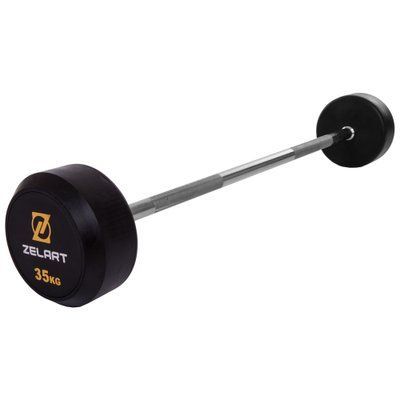 Штанга фиксированная прямая обрезиненная Zelart Rubber Coated Barbell TA-2685-35 длина-95см 35кг